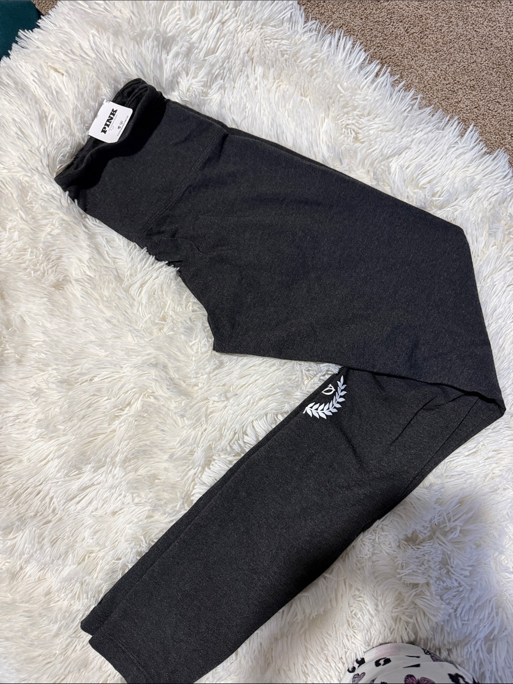 Victoria's Secret Black Leggings with Laurel Logo